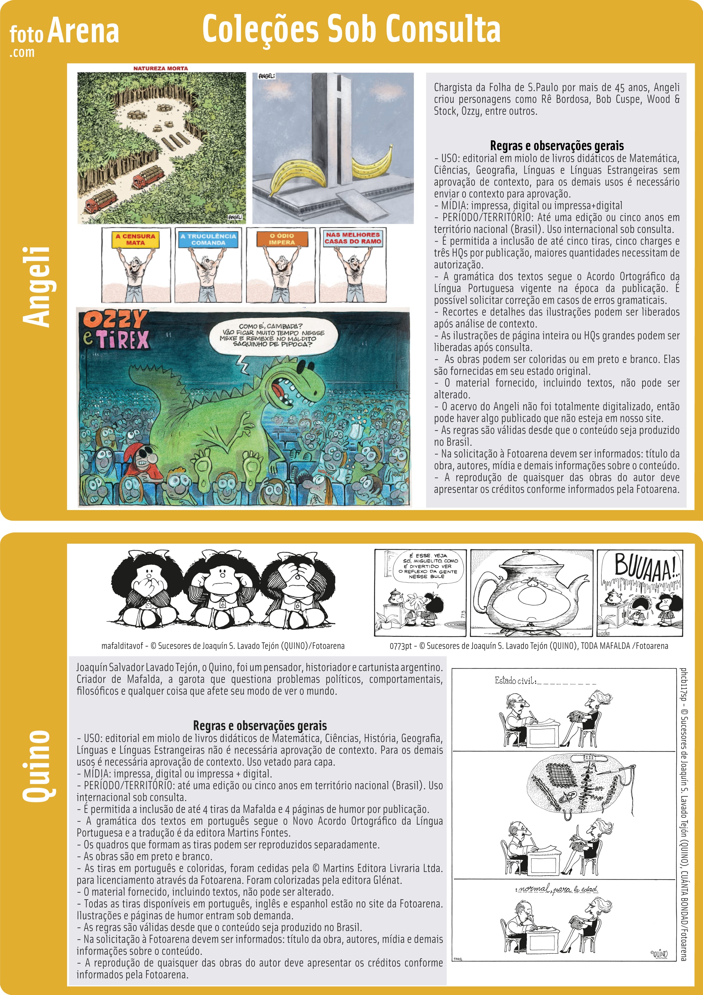 Regras do fornecedor Angeli e Quino